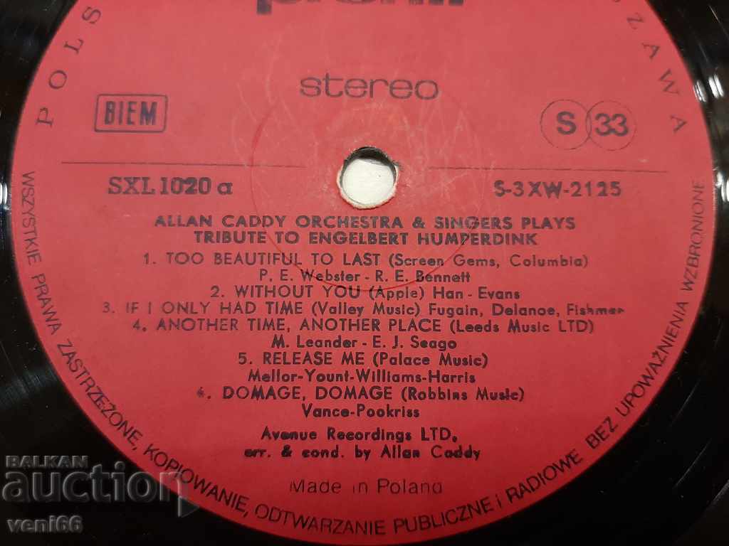 Auction Gramophone record - music from Humperding Auction Gramophone record - music from Humperding