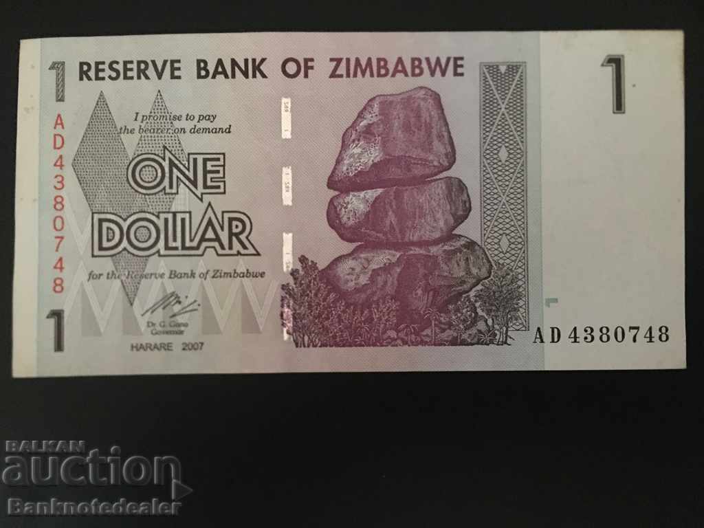 Zimbabwe 1 Dollars 2007 Pick 65 Ref 0768