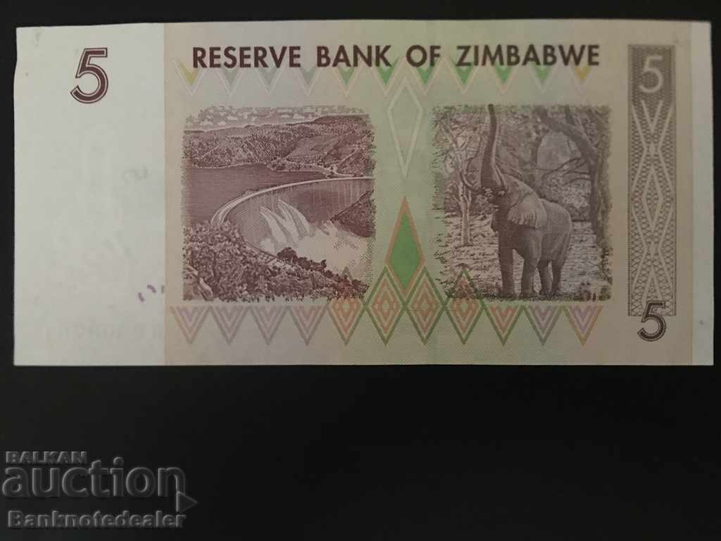 Zimbabwe 5 Dollars 2007 Pick 66 Ref 8761 Unc with price 2.50 BGN | € 1.28 Zimbabwe 5 Dollars 2007 Pick 66 Ref 8761 Unc with price 2.50 BGN | € 1.28