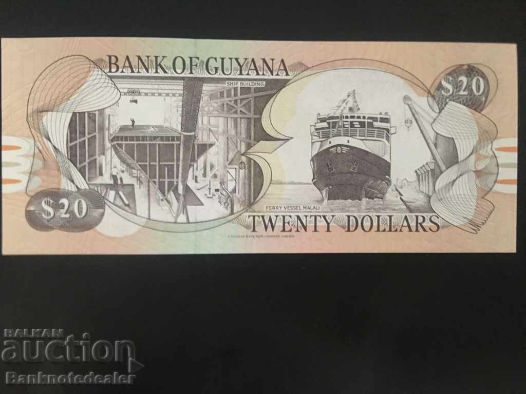 Guyana 20 Dollars 1996 Pick 30 Ref 4631 Unc with price 4.00 BGN | € 2.05