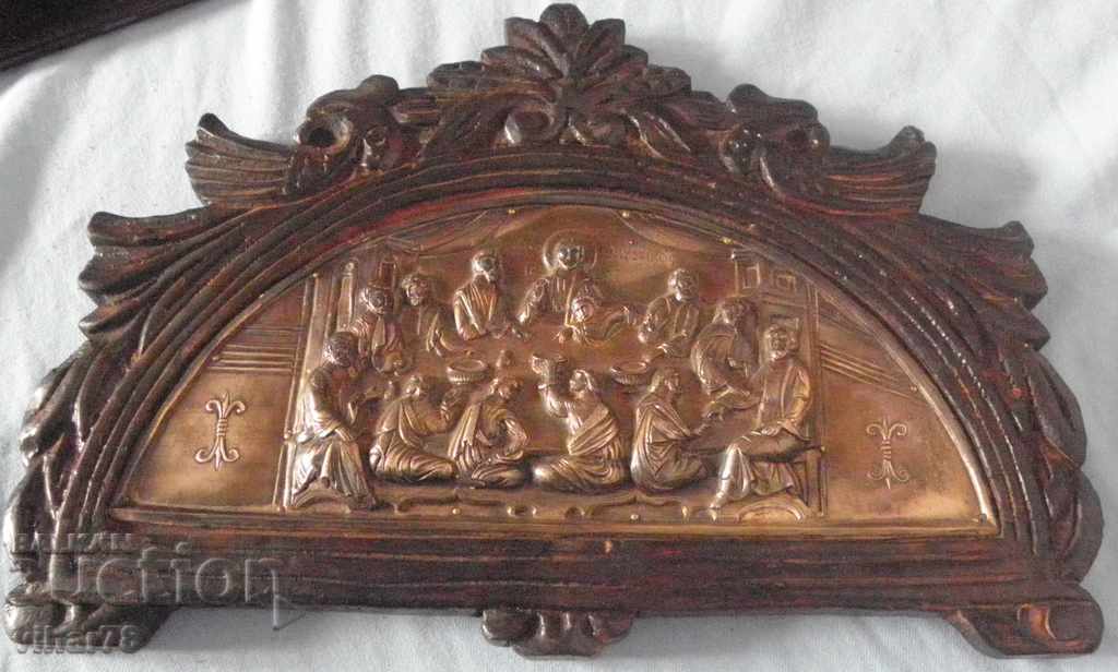 SILVER ICON-THE LAST SUPPER-WOOD CARVING
