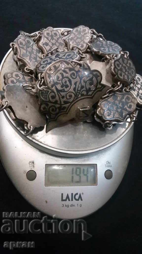 Tsarist Russia silver belt with niello-covered buckles - 6