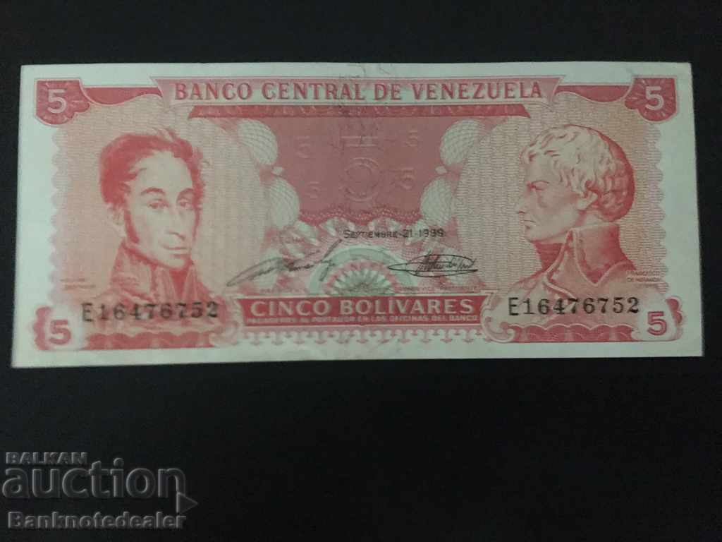 Venezuela 5 Bolivares 1989 Pick 70 Ref 6752