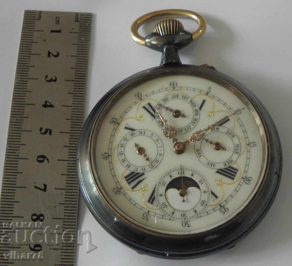 Auction Rare huge pocket watch, triple calendar and moon phase Auction Rare huge pocket watch, triple calendar and moon phase