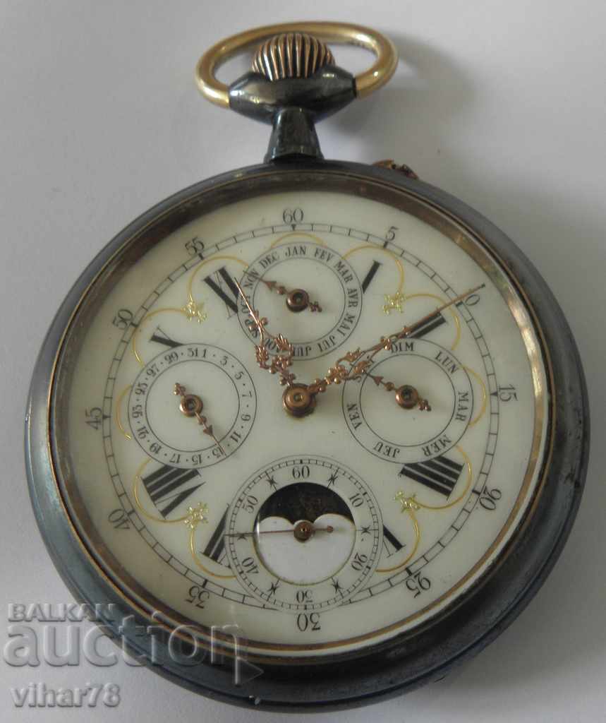 Rare huge pocket watch, triple calendar and moon phase Rare huge pocket watch, triple calendar and moon phase