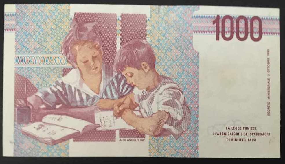 Italy 1000 Lire 1990 Pick 112 Ref 7591 with price 7.00 BGN | € 3.58 Italy 1000 Lire 1990 Pick 112 Ref 7591 with price 7.00 BGN | € 3.58