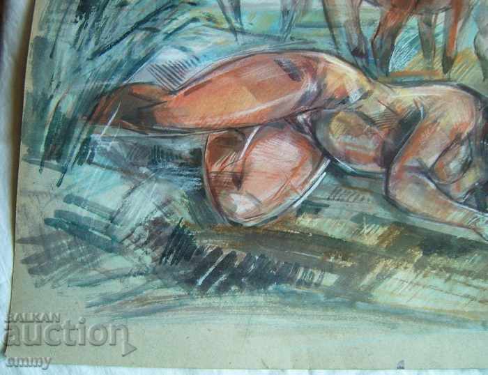 Auction  Drawing watercolor pastel, mixed media 1998 signed