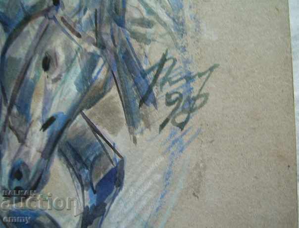 Delivery of Drawing watercolor pastel, mixed media 1998 signed Delivery of Drawing watercolor pastel, mixed media 1998 signed