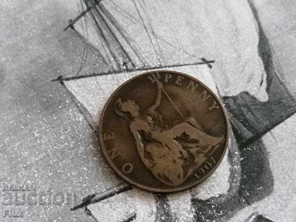 Монета - Великобритания - 1 пени | 1907г.
