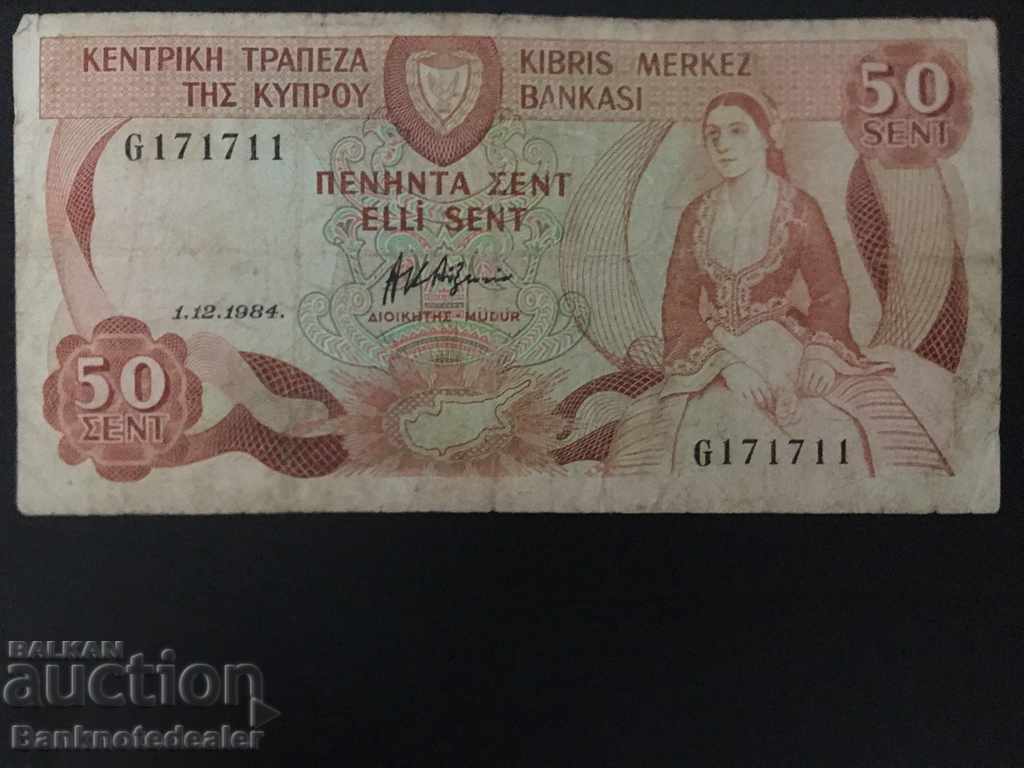 Cyprus 50 cent 1984 Pick 52 Ref 1711