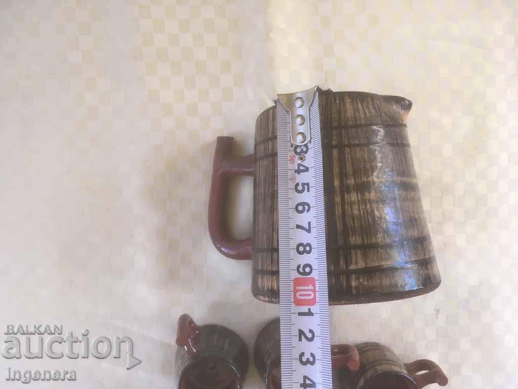 TROYAN CERAMICS FROM THE 70'S BRANDY SERVICE JUG GLASS - 6