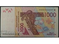 West Africa States 1000 Francs 2003 Pick 215b Ref 4897