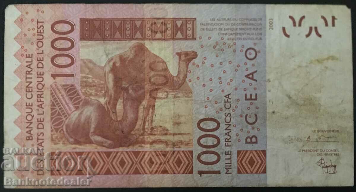 West Africa States 1000 Francs 2003 Pick 215b Ref 5616 with price 5.00 BGN | € 2.56 West Africa States 1000 Francs 2003 Pick 215b Ref 5616 with price 5.00 BGN | € 2.56