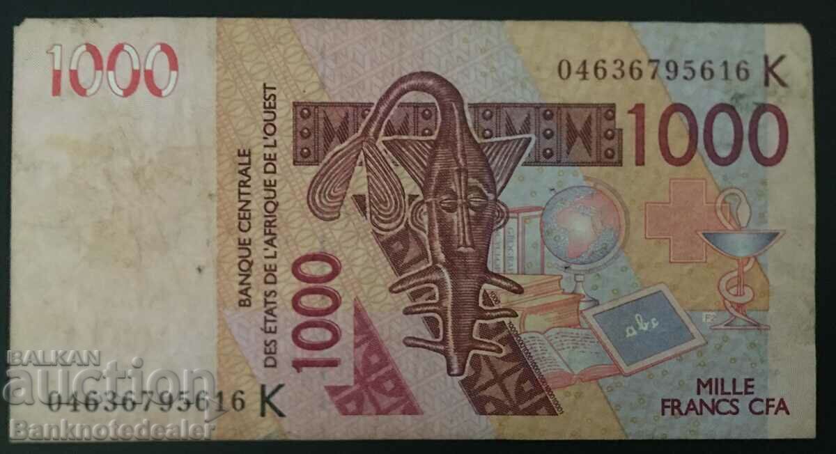West Africa States 1000 Francs 2003 Pick 215b Ref 5616