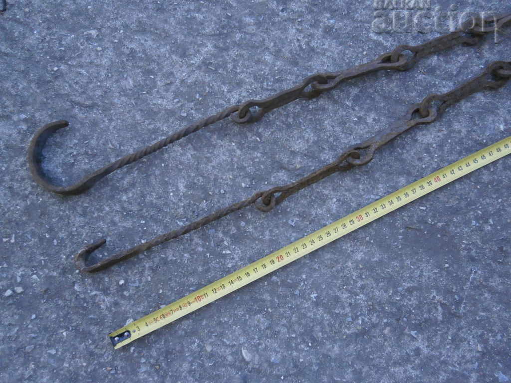 Old forged chain with hook, hearth for hearth chain hook with price 41.00 BGN | € 20.96 Old forged chain with hook, hearth for hearth chain hook with price 41.00 BGN | € 20.96