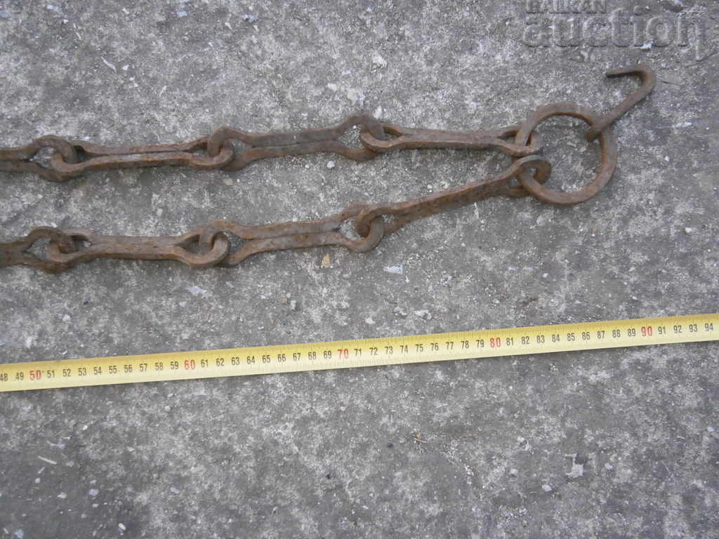 Delivery of Old forged chain with hook, hearth for hearth chain hook Delivery of Old forged chain with hook, hearth for hearth chain hook
