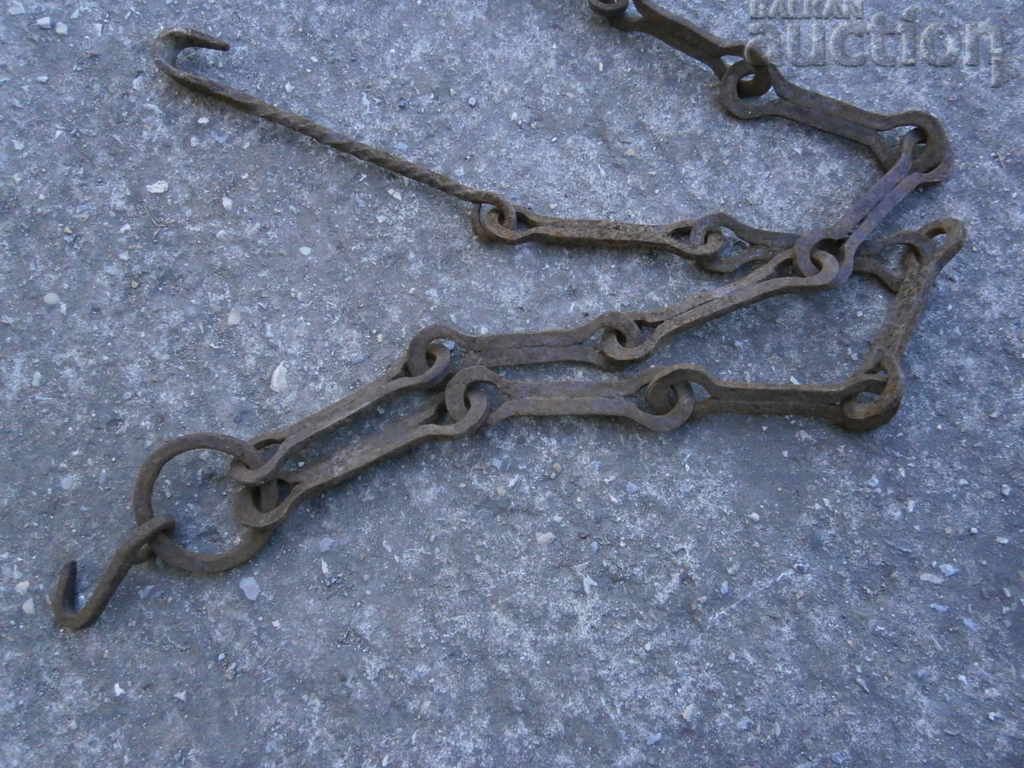 Old forged chain with hook, hearth for hearth chain hook - 5 Old forged chain with hook, hearth for hearth chain hook - 5