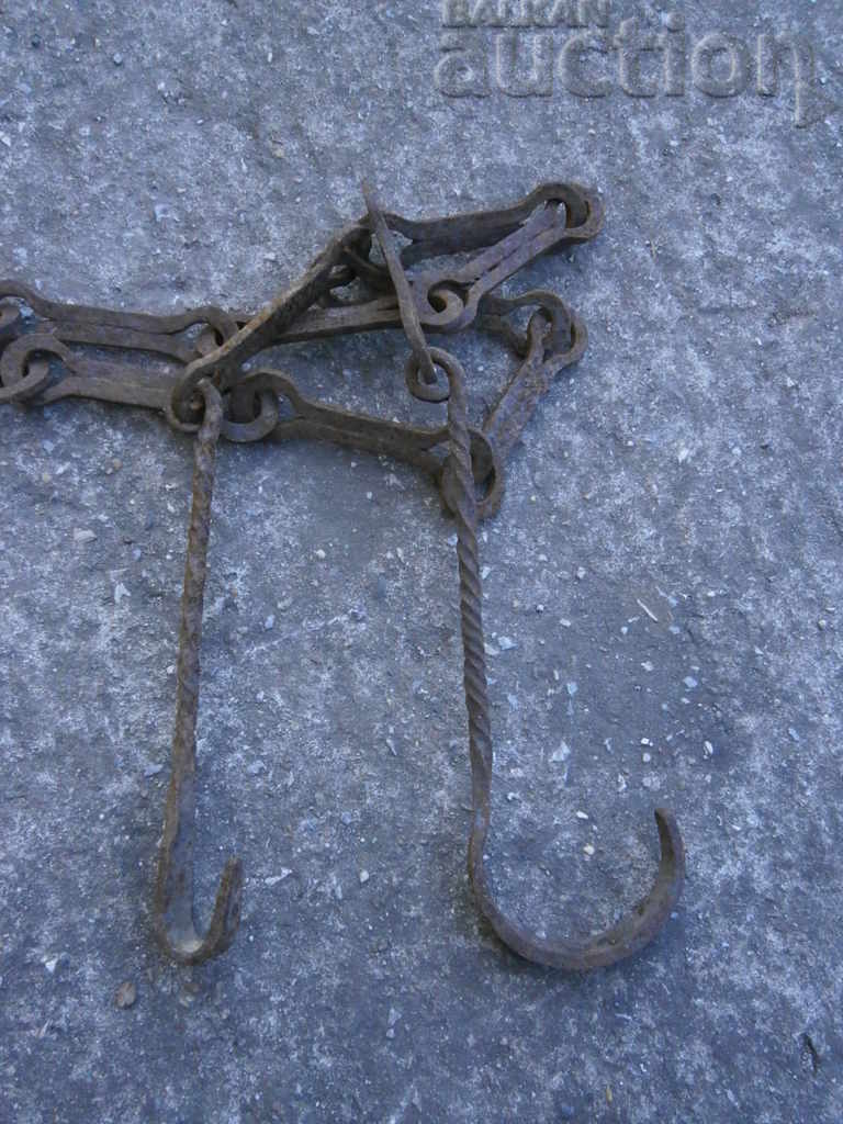 Old forged chain with hook, hearth for hearth chain hook - 6 Old forged chain with hook, hearth for hearth chain hook - 6