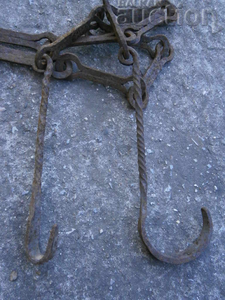 Old forged chain with hook, hearth for hearth chain hook - 7 Old forged chain with hook, hearth for hearth chain hook - 7