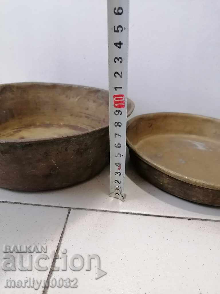 Talere din alamă pentru cântar vechi, pereche, cântar cu contragreutate - 5