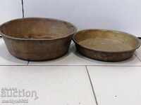 Talere din alamă pentru cântar vechi, pereche, cântar cu contragreutate