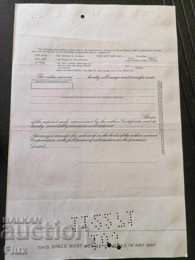 Share certificate Pan American World Airways 1971 - 5 Share certificate Pan American World Airways 1971 - 5