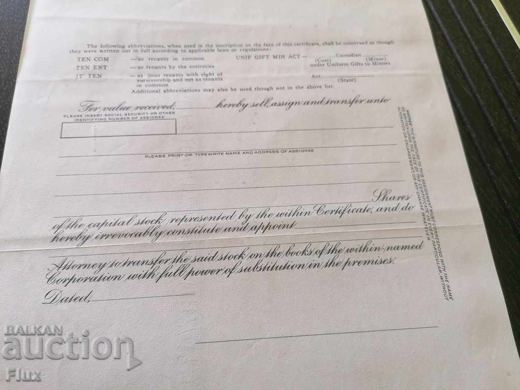 Share certificate Pan American World Airways 1971 - 7 Share certificate Pan American World Airways 1971 - 7