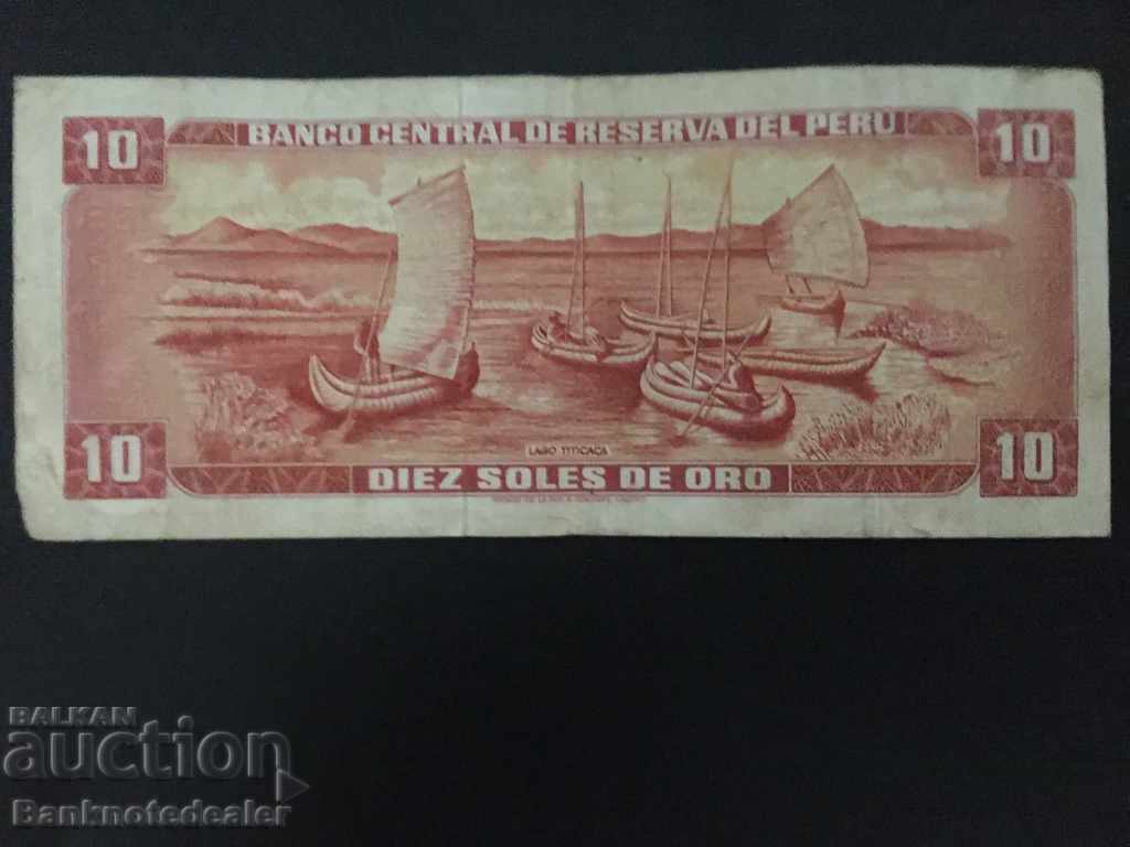 Peru 10 Soles De Oro 1968 Pick 93 Ref 9965 cu preț 5.00 BGN | € 2.56