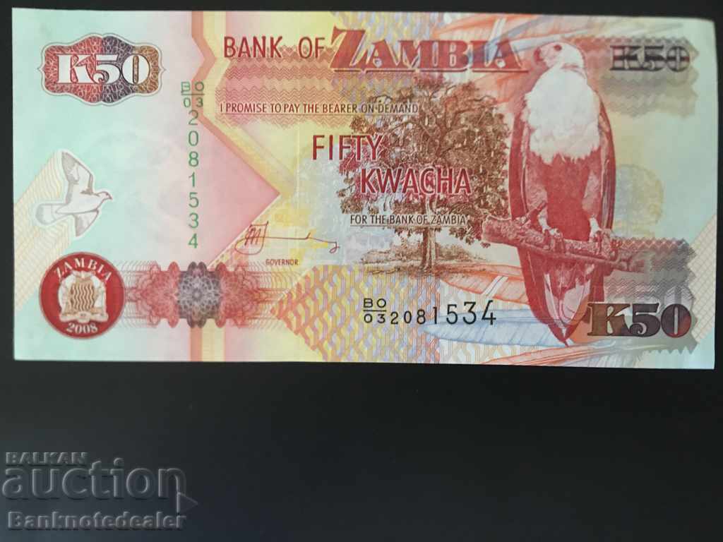 Zambia 50 Kwacha 2008 9Pick 37c Ref 1534 Unc