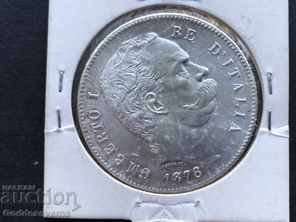 Italy 5 lire 1878 silver coin with price 75.00 BGN | € 38.35 Italy 5 lire 1878 silver coin with price 75.00 BGN | € 38.35