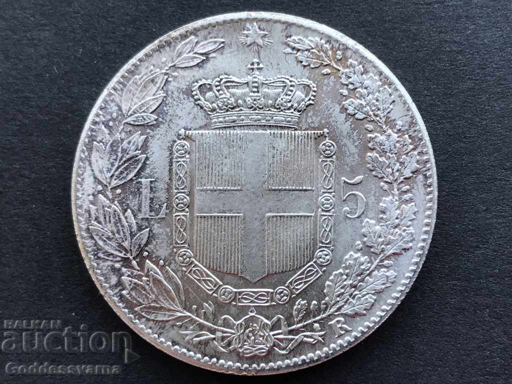 Auction Italy 5 lire 1878 silver coin Auction Italy 5 lire 1878 silver coin