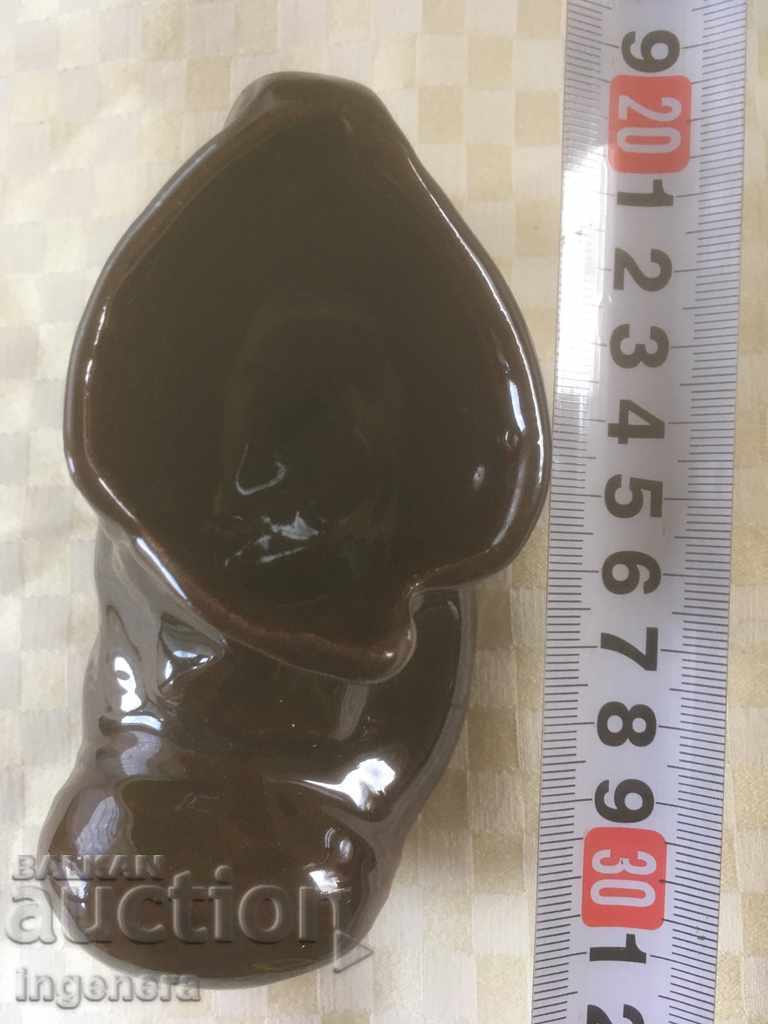 CERAMICĂ DE TROIAN DIN ANII '70 SUVENIR PANTOF GLAZURAT - 5