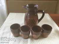 TROYAN CERAMIC FROM THE 70'S JUGS GLASS SERVICE GLASS