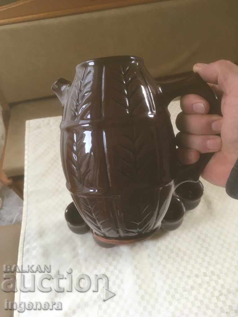 Licitație CERAMICĂ DE TROIAN DIN ANII '70 CANĂ ULCIOARE SERVICIU PAHAR GLAZURĂ