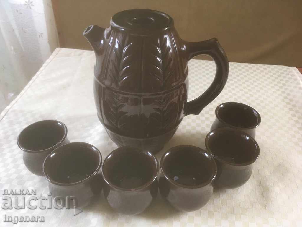 TROYAN CERAMICS FROM THE 70'S JUGS STOOL SERVICE GLASS GLASS
