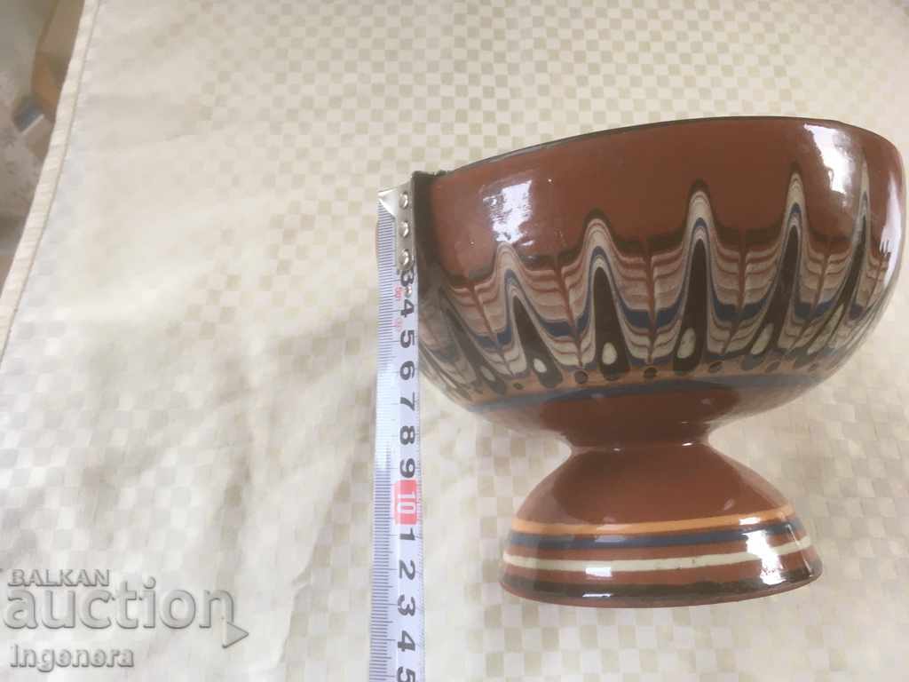 CERAMICĂ DE TROIAN DIN ANII '70 FRUCTIERĂ SALATIERĂ SMĂLȚUITĂ - 5