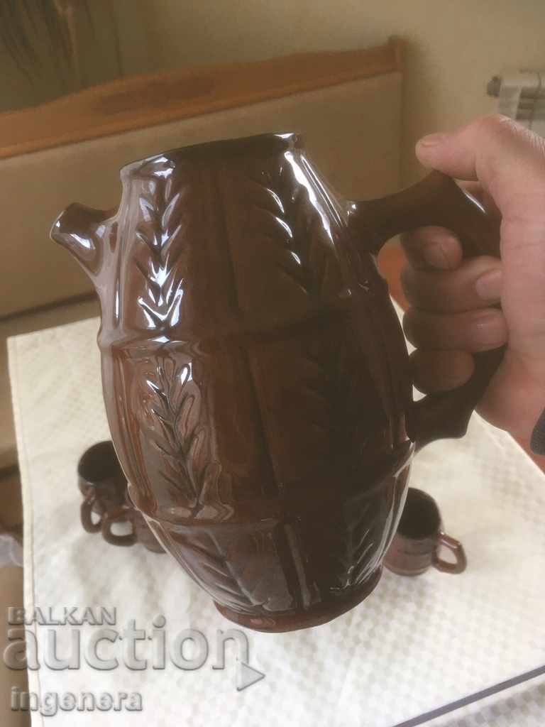 CERAMICĂ DE TROIAN DIN ANII '70 CANĂ ULCIOR PAHAR - 5