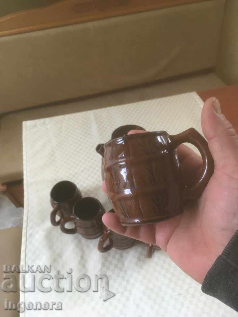 CERAMICĂ DE TROIAN DIN ANII '70 CANĂ ULCIOR PAHAR - 6