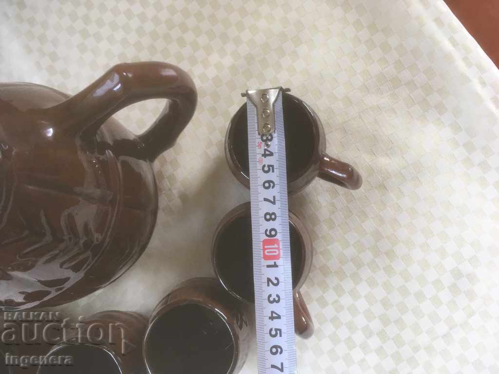 CERAMICĂ DE TROIAN DIN ANII '70 CANĂ ULCIOR PAHAR - 7