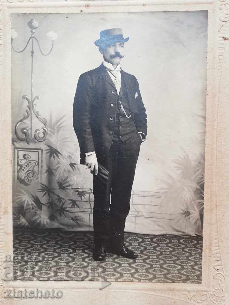 Παλιά φωτογραφία από χαρτόνι - Βούλγαρος μετανάστης Αμερική