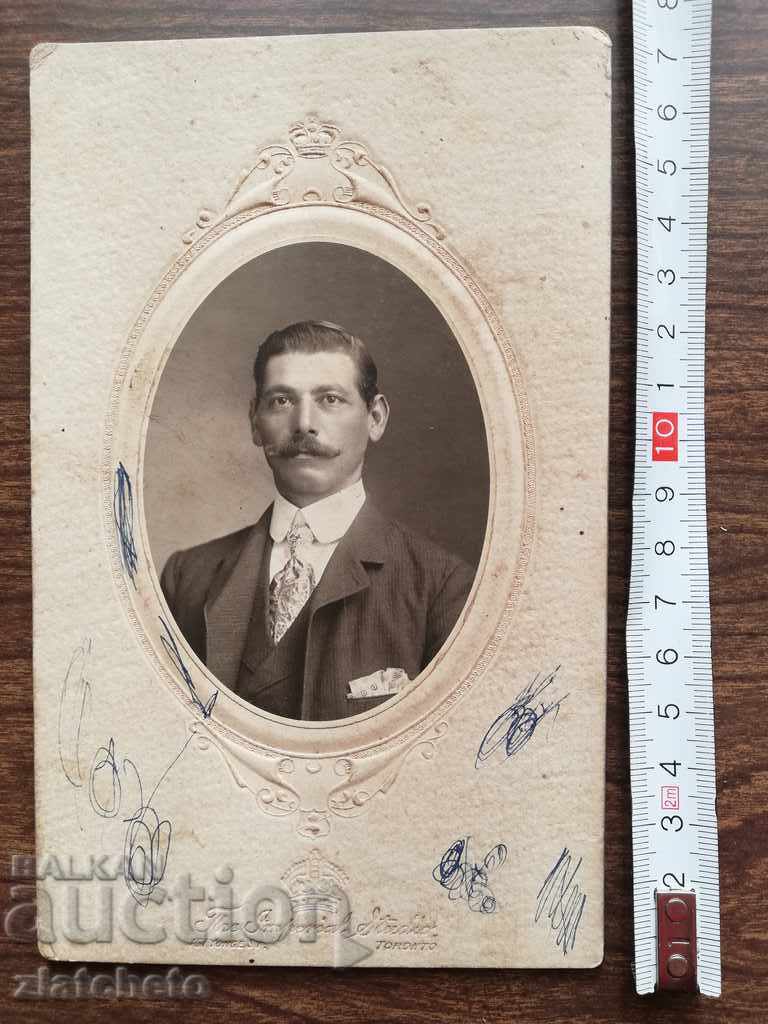 Стара снимка картон - Български емигрант Америка