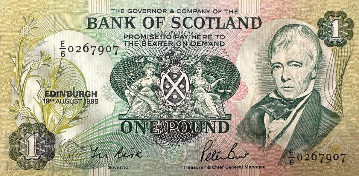 Scotland Bank of Scotland 1 Pound 1988 Pick 111 Ref 7907