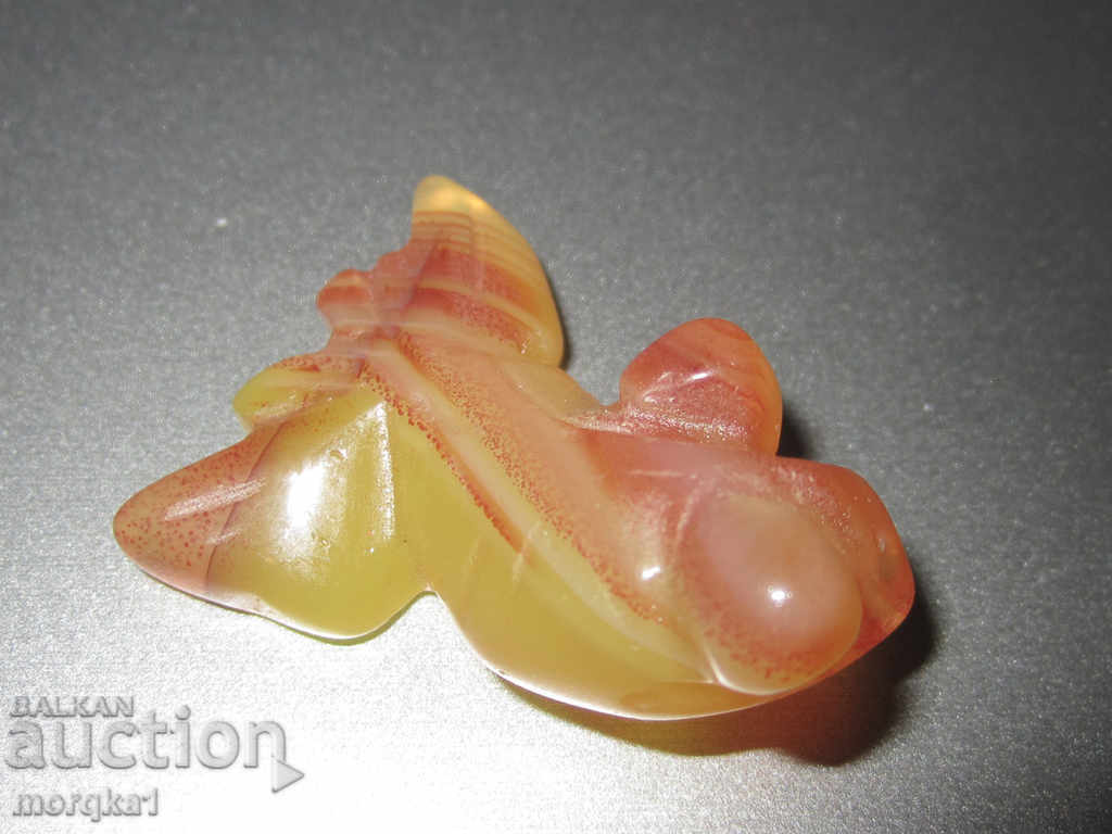 Agate natural yellow goldfish, fish 35 carats - 6