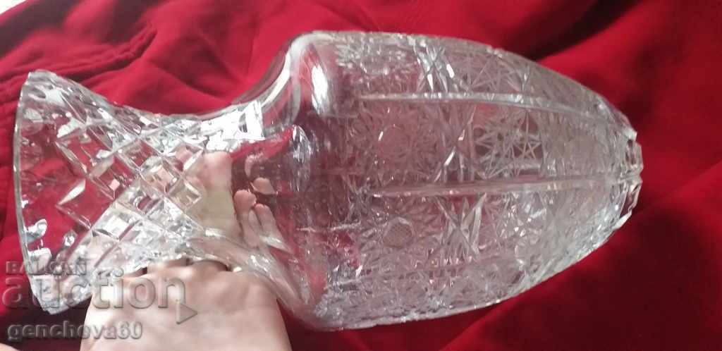 Livrarea Vază mare din cristal gravată frumos/anii '70
