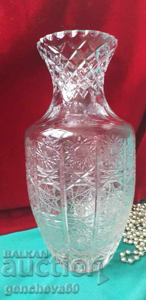 Vază mare din cristal gravată frumos/anii '70 - 5