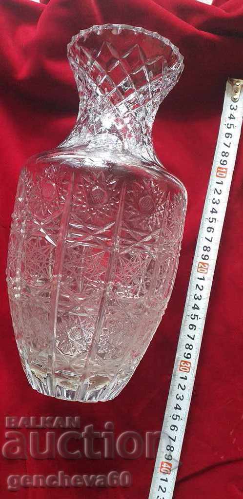 Vază mare din cristal gravată frumos/anii '70 - 6