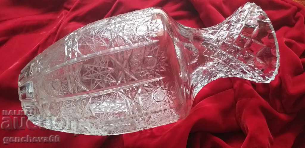 Vază mare din cristal gravată frumos/anii '70