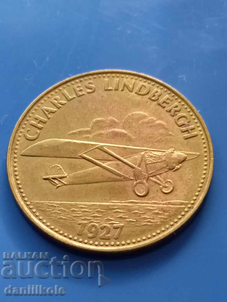 * $ * Y * $ * SHELL TOKEN - CHARLES LINDBERG 1927 - EXCELLENT * $ * Y * $ * - 6 * $ * Y * $ * SHELL TOKEN - CHARLES LINDBERG 1927 - EXCELLENT * $ * Y * $ * - 6