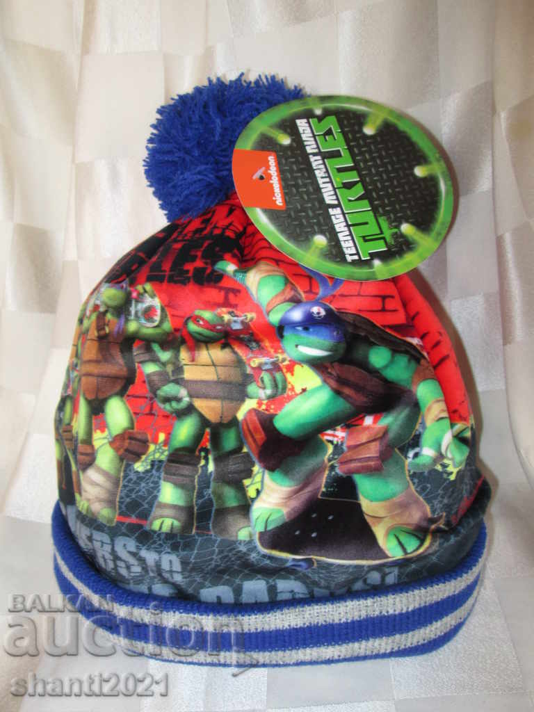New children's winter hat TURTLES, 8-14 years