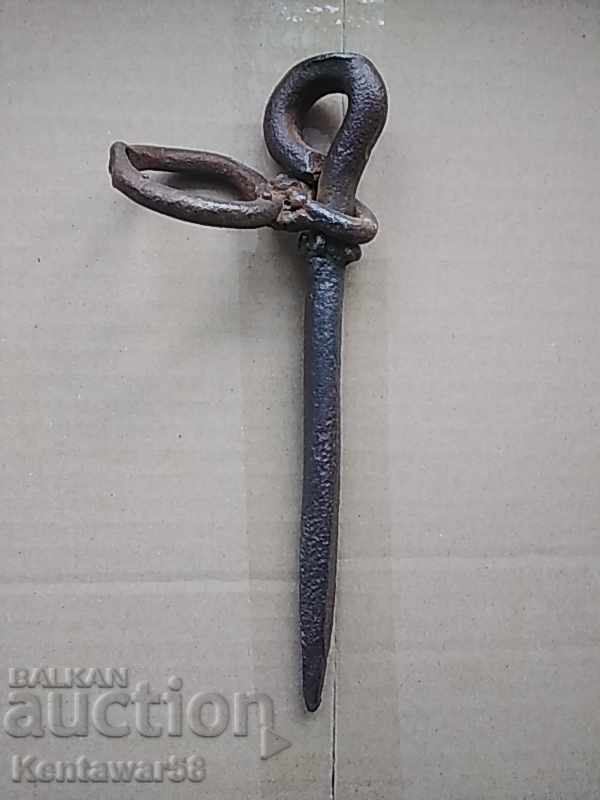 Old forged awl with ring. Old forged awl with ring.